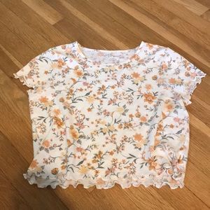 white flowered t-shirt